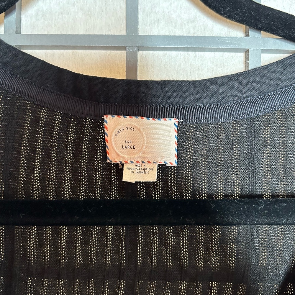 Anthropologie Postmark Black Long Sleeve Button-Up Top - Picture 2 of 5